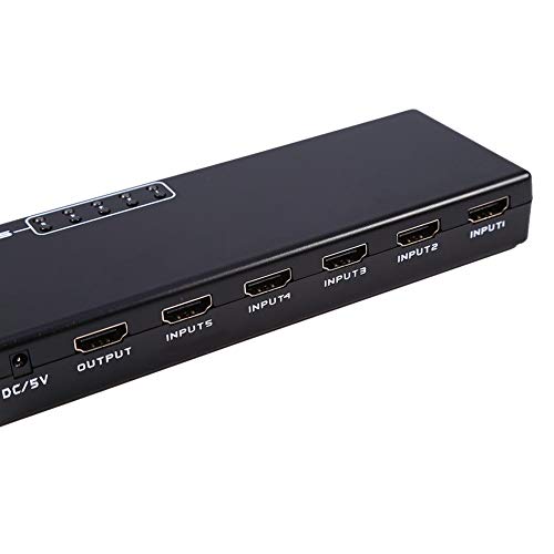 5 em 1 saída HDMI switch, 5 portas HDMI switcher seletor divisor com controle remoto, adequado para
