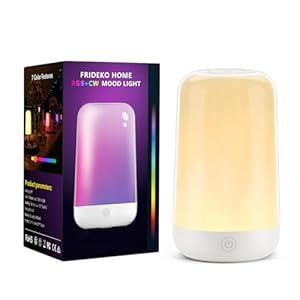 Frideko RGB Touch Bedside Lamp for Nightstand, 3 Color Temperatures Portable Rechargeable Cordless Night Light, Dimmable Mood Lighting for Bedroom, Living Room, Nursery, Breastfeeding, Kids, Adult