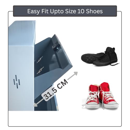 Image of Shoe Rack with Door 20 Inch | Slim | Wll Mounted | Fits Shoe Size 10 | Space Saving Storage Organizer for Modern Home Use (Grey, 4 Door)