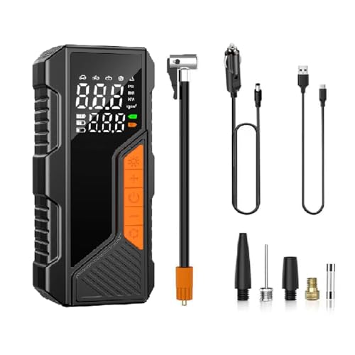 Image of Auto Hub Cordless Tyre Inflator for Car & Bike - 6000 mAh Battery - 2X Faster Inflation- Power Bank - Digital Display - Dual Mode (Battery & 12V Car Port), 150PSI Air Pump, Tyre Inflator - Orange