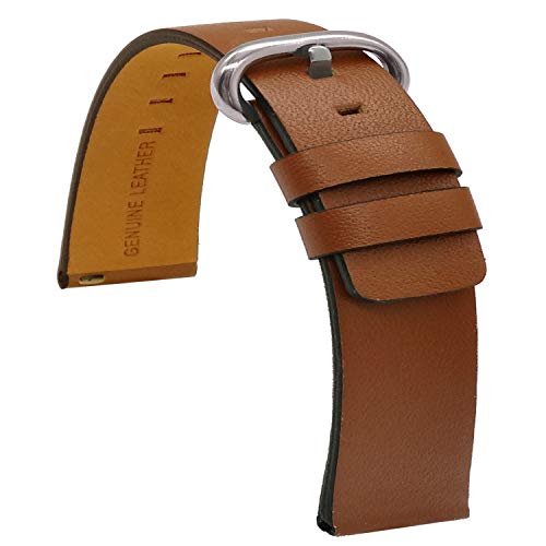 TIME4BEST Strap Quick Release Leather Watch Band Smart Watch Strap 20mm 22mm Mens Smart Watches Womens Watches (22mm, Brown)