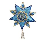 Kurt Adler 10-Point Peacock Glitter Treetop, 16-Inch