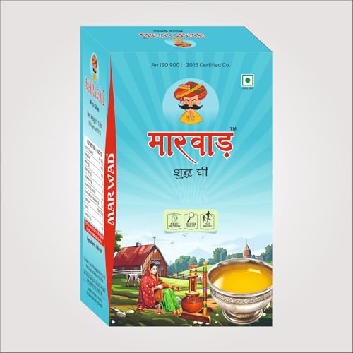 Image of Marwad Desi Cow Ghee Pure and Healthy 1Ltr | Curd Churning Bilona Method Ghee Good For Health | Grassfed, Cultured, Premium & Traditional Ghee (1 Liter-M)