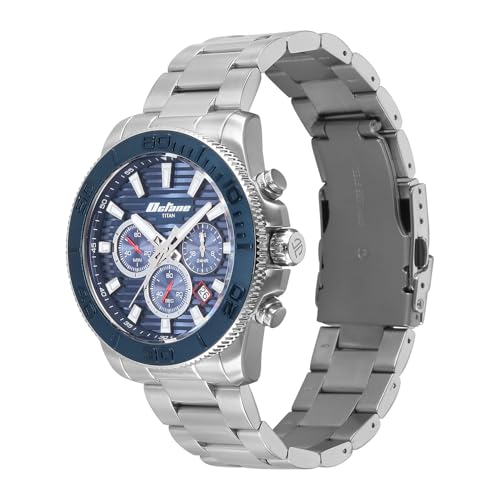 Image of Titan Octane Fashion Accendo Chronograph with Knurled Bezel & Lume Hands Watch for Men - 90239KM01