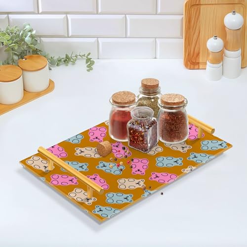 Colorful Fruity Sweets Candies Gummy Jelly Bears Decorative Tray with Handles Boards with Handles Acrylic Tray for Jewelry Perfume Decorative Table Food Carrying - Image 4