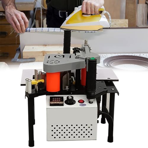 Beachtiful Encoladora de Cantos,Máquina Encoladora de Cantos Portátil para Carpintería de 0 a 6 m/min,Encoladora de Cantos de Madera y PVC de Doble Cara,Ancho 7 a 60 mm para Cantos Rectos y Arqueados