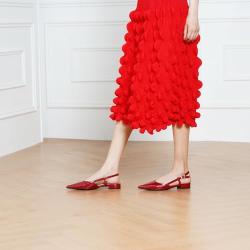 Image of C.Paravano Slingback Flats | Pointed Toe Flats | Slingback Sandals | Women's Slingback Dress Shoes | Adjustable Buckle Sandals
