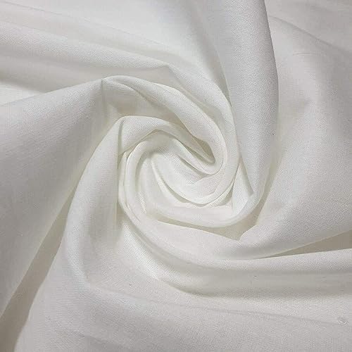 Image of Pure White Cotton Poplin Fabric for Dresses, Arts and Craft, Embroidary DIY. Size- 42 /36 inch (4 Meters)