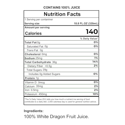 Image of Namai 100% Pure Dragonfruit Juice, No Added Sugar, Pack of 24 | No Preservatives, Never From Concentrate, 1 Ingredient Only: White Dragonfruit Juice