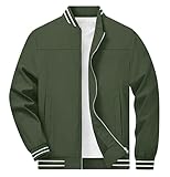 TACVASEN Fliegerjacke Herren Sommer Bomberjacke Männer College Jacke Bomber Pilotenjacke Leicht Baseball Jacke Frühling Herrenjacke Flieger Jacke Bequeme Übergangsjacke mit Tasche Armee Grün
