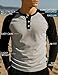 H2H Men's Comfort-Fit Casual Color Blocked Baseball Jersey Knit Henley Raglan T Shirt Black US L/Asia XL (CMTTL077)