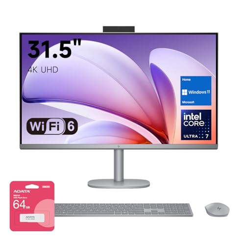 Image of HP OmniStudio X 32 AI All-in-One Desktop, 31.5 inch UHD (3840 x 2160) 550nits, Intel Ultra 7 155H (16-core), 64GB DDR5 RAM, 2TB SSD, Wi-Fi 6, Wireless Keyboard &Mouse, Win11 Home, w / 64GB USB Flash Drive