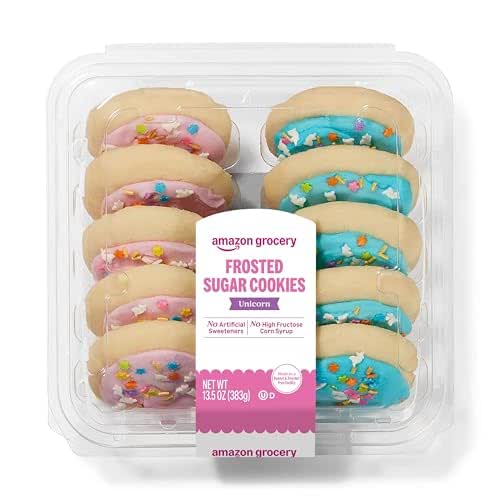 Amazon Fresh Brand, Unicorn Frosted Soft Sugar Cookies, 13.5 Oz,