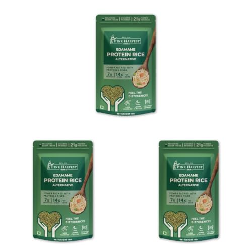 Image of Pink Harvest Farms Edamame High Protein Rice| Vegan |Low GI | Diabetic Friendly - 1 Kg (Pack of 3)