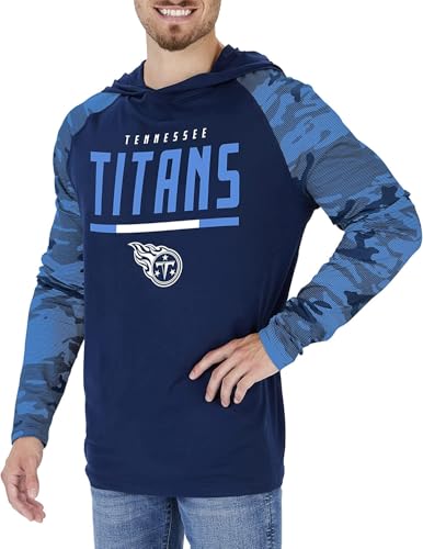 Zubaz Officially Licensed Men's NFL Team Color Hoodie with Team Camo Sleeves, Tennessee Titans, Size XX-Large