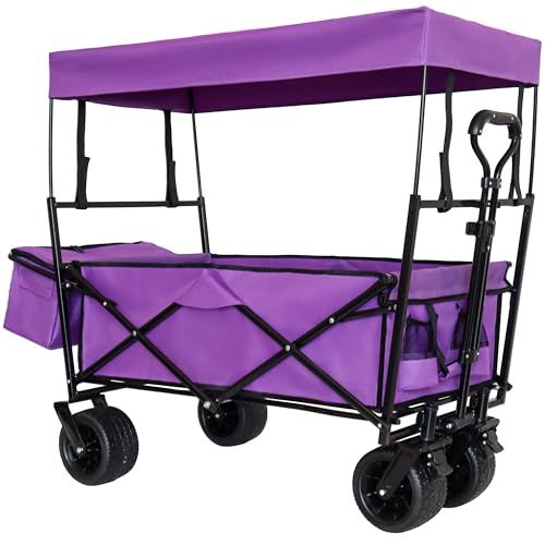 ESPIDOO 480Lbs Collapsible Wagon Stroller: Heavy-Duty Foldable Cart with Removable Canopy & 7