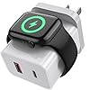 Upgraded 3-in-1 Apple Watch Charger,20W Fast Charging Block, Dual Ports Wall Charger with Magnetic Wireless Charging Compatible with iPhone, Apple Watch Series, iWatch Series 9/8/UItra/7/6/5/4/3