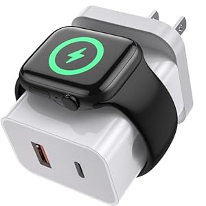 Upgraded 3-in-1 Apple Watch Charger,20W Fast Charging Block, Dual Ports Wall Charger with Magnetic Wireless Charging Compatible with iPhone, Apple Watch Series, iWatch Series 9/8/UItra/7/6/5/4/3