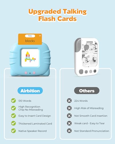 Image of Bilingual Spanish and English Talking Flash Cards for Ages 2+, Pocket Speech Therapy Tools with 512 Words, Montessori Language Learning and Autism Aids (510 Words English Blue)