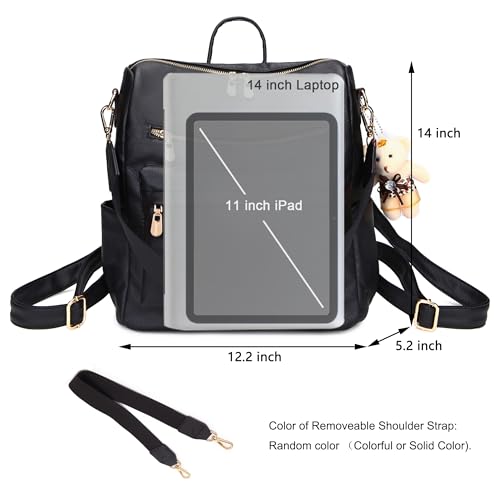 Image of Soperwillton Women Backpack Purse Shoulder Handbags Travel Bag Set 2pcs | Soft PU Leather,Large Capacity,Many Pockets,with a Functional Wallet,with a Detachable Shoulder Strap,Multipurpose Design