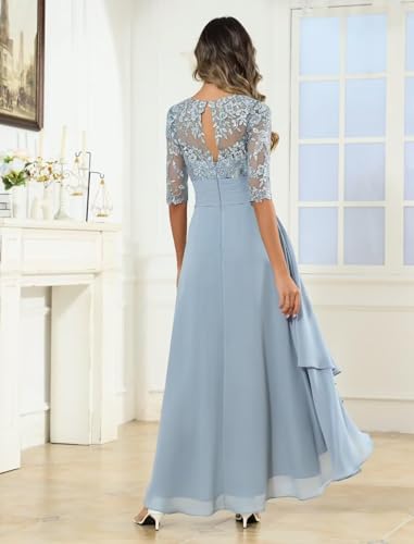 Half Sleeve Applique Mother of The Bride Dresses for Women Tea Length Chiffon Mother of The Groom Dresses for Wedding3