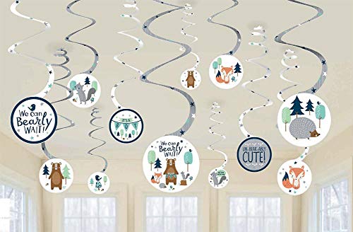 Amscan 672164 - Baby Shower Bear-ly Wait Hanging Swirls Party Decorations - 12 Pack