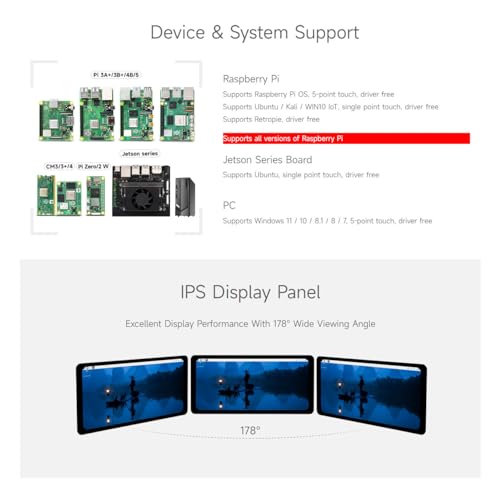 Image of waveshare 6.25inch Capacitive Touch Display, Compatible with Windows 11 /10 /8.1 /8 /7, Supports Raspberry Pi 5 /4B /A+ /B+ /2B /3B /3B+ /Zero W /Zero WH, HDMI Interface, IPS Panel, 5-Point Touch