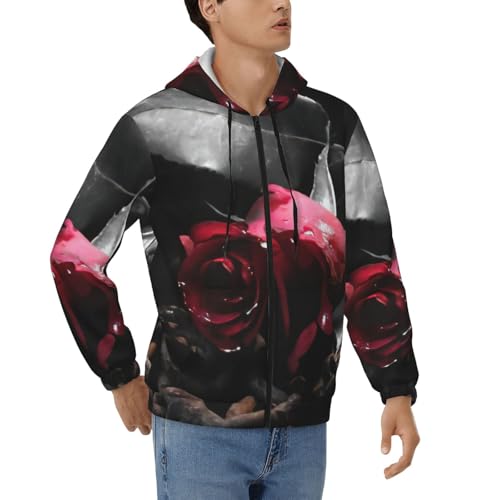 Sweat à capuche gothique homme veste zippée noire en polyester doux S-3XL