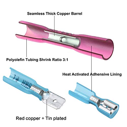 Muhize Heat Shrink Wire Connectors Kit - 135 Pcs Upgrade Electrical Wire Terminals Kit(2023 New), Insulated Waterproof Marine Automotive Crimp Connector, Ring Fork Hook Spade Butt Splices #TOP1