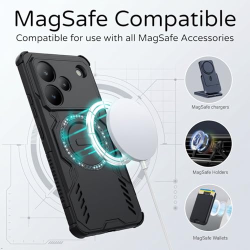Image of ShieldTech Back Cover Case for Realme P4 5G | 360 Protection Mobile Phone Case Mag-Safe | Camera Protection | Back Cover for Realme P 4 5G / Realme P4 5+G - Black TPU+PC