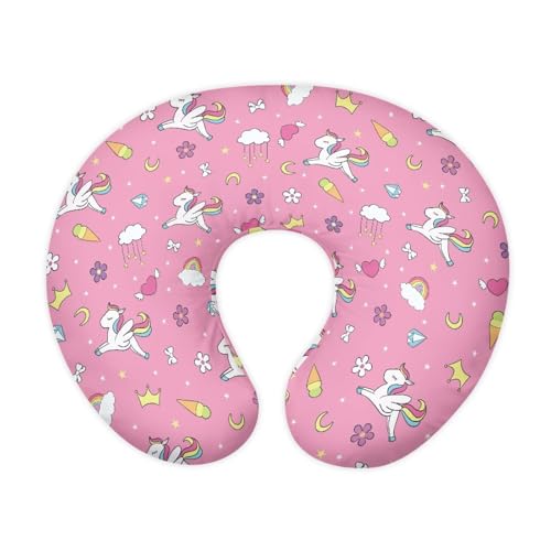 Image of Cartoon Horse Nursing Pillow Cover Soft Neutral Breastfeeding Pillow Slipcover Durable Removable Nursing Pillow Case for Baby Boy Girl