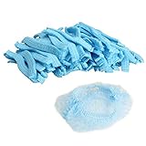 Easy to use and store. HIUGHJ 100 Piezas Desechables Gorro de Ducha para el Cabello no Tejido Plisado Antipolvo Sombrero Conjunto Mujeres Hombres Gorros de ba?o peluquer¨ªa Accesorios de Belleza, Azul