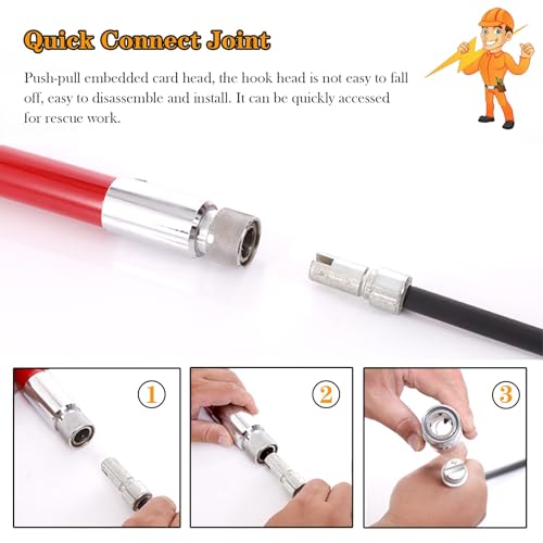 Image of Lightweight Rescue Hook for Aerial Work, 300cm Life-Saving Pull Tool for Electric Vehicles & Construction Sites, Emergency Protective Equipment (Yellow)