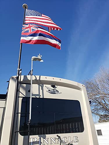 EEZ RV Products Aluminum Flag and Wind Sock Pole Mount for RV LADDERS Satellite Antenna(Starlink Dish) Pole Mount - Adjustable Hold up to 2.5 inch Diameter Pole - Fits 1 inch Ladder Rails - Thumbnail 6