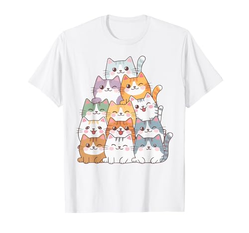 Linda pila de gatitos divertidos amantes de los gatos para mujeres y niños Camiseta