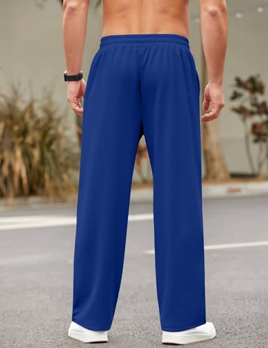 Coofandy Men'S Cotton Yoga Sweatpants Exercise Pants Open Bottom Athletic Lounge Pants Loose Male Sweat Pants With Pockets Navy Blue M thumb #1