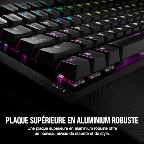 Corsair K70 Core RGB Mechanische Gaming-Tastatur mit Handflächenauflage – vorgeschmierte lineare Tasten MLX Red – Klangdämpfung… – Ansicht 5