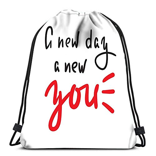 Lmtt Mochilas con cordón New Day You Cups de Viaje en Coche Escolar Tote