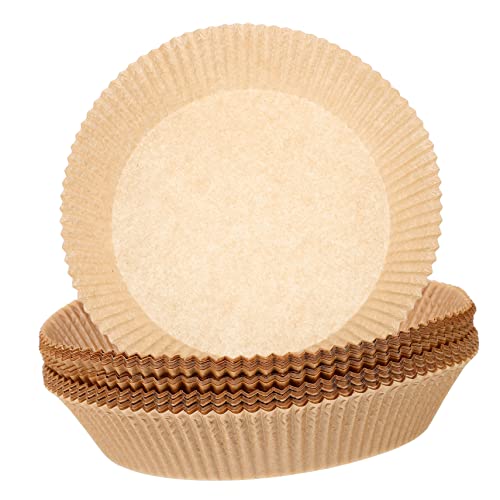 COLLBATH Air Fryer Liner Mats 100pcs Round Non-stick Oil-free Heat-resistant Paper Trays for All Air Fryers Baking Needs