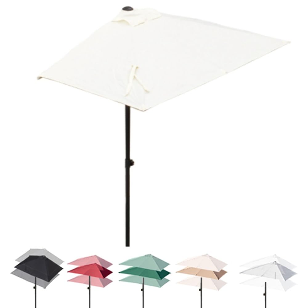 Ombrellone Da Giardino 5Costole Ombrellone A Mezzaluna Rettangolare | Ombrello Da Patio Da Parete Stecche In Acciaio Altezza Regolabile 2.5×1.3 2.7×1.5m