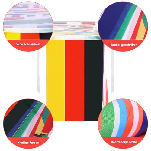 AhfuLife WM 2026 Fahnen Wimpelkette und Spielplan Poster, 15m - 14x21cm Doppelseitig Länderflagge und 100 x 70cm Groß Fussball Planer für Deko Fußball Party Restaurant Wohnzimmern Bar (Deutsch, CEST)