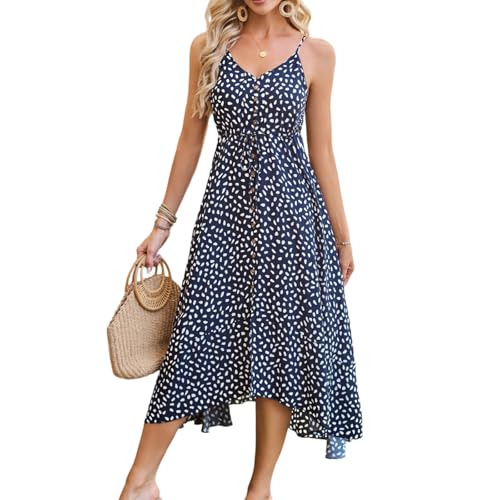 Image of BROVAVE Women's 2026 Summer Casual Boho Sundress Spaghetti Strap Midi Dress