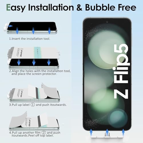 Image of SHILD - 4-in-1 HD Clear Screen Protector Set for Samsung Galaxy Z Flip 5 - Front, Back, Inner Screen & Hinge Protection - Ultra Thin, Scratch Resistant, Case Friendly, Bubble-Free Application