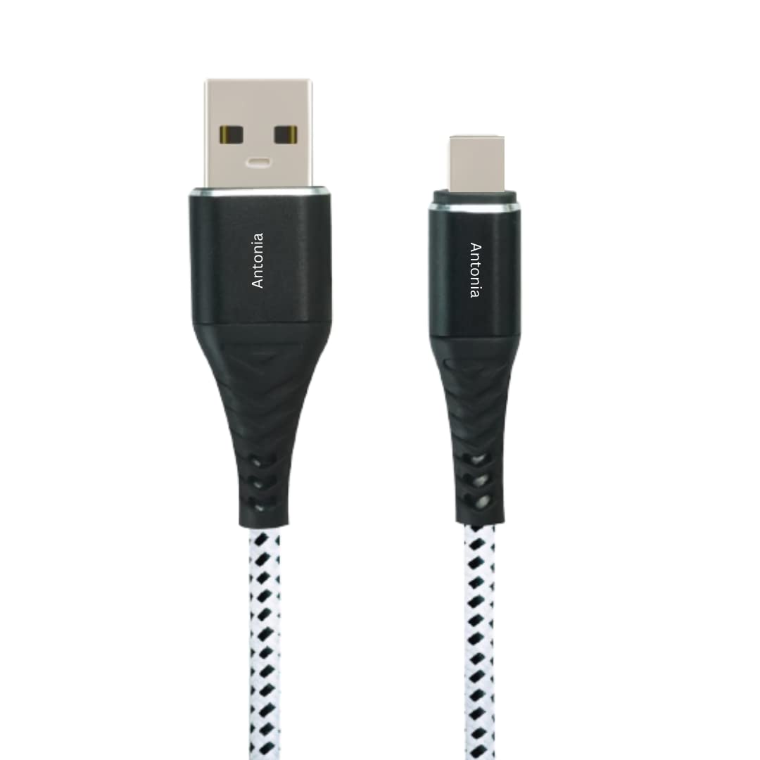 ANTONIA C Type Premium Cable USB For Fast Charging And Data Transfer Cable Strong & Durable Nylon Braided Made In India 5Ft (Length 1.5 m, white, black) (B0BGWW4D5Z) Amazon Price History, Amazon Price Tracker