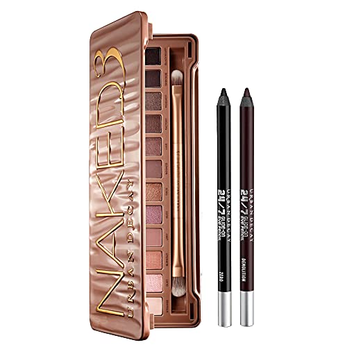 Urban Decay Eye Makeup Set - Naked3 Eyeshadow Palette + 24/7 Glide-On Waterproof Eyeliner Pencil Duo