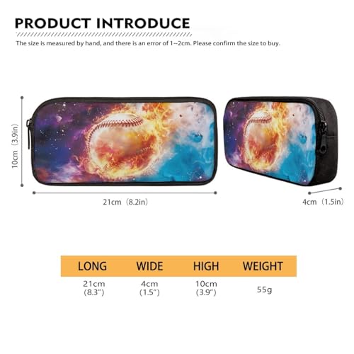 Image of Fire Baseball Preppy Pencil Case for School Supplies,Pencil Pouch with Zipper,Pencil Bag for Teen Boys Girls,Aesthetic Journaling Supplies