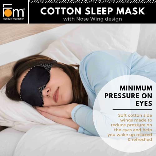 Friends Of Meditation 100% Cotton Sleep Mask | Light Blocking Sleep Eye Mask, Comfortable & Soft, Night Eye Mask For Travel | 100% Blackout W Nose Wire & Adjustable Band (Black) - Image 6