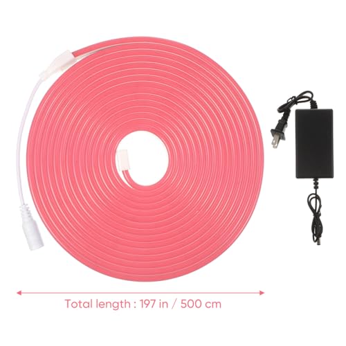 Tira de luz LED flexible 5m color rosa con enchufe US miniatura 7