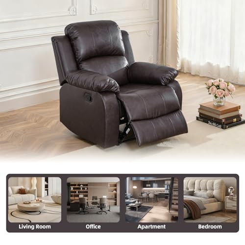 Sillón reclinable cuero marrón miniatura 6