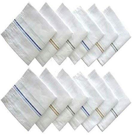 Finaldeals Lot de 24 mouchoirs en coton blanc pour homme